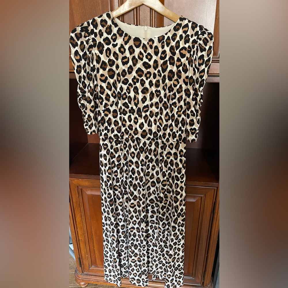 Eliza J Animal Print Puff Sleeve Dress